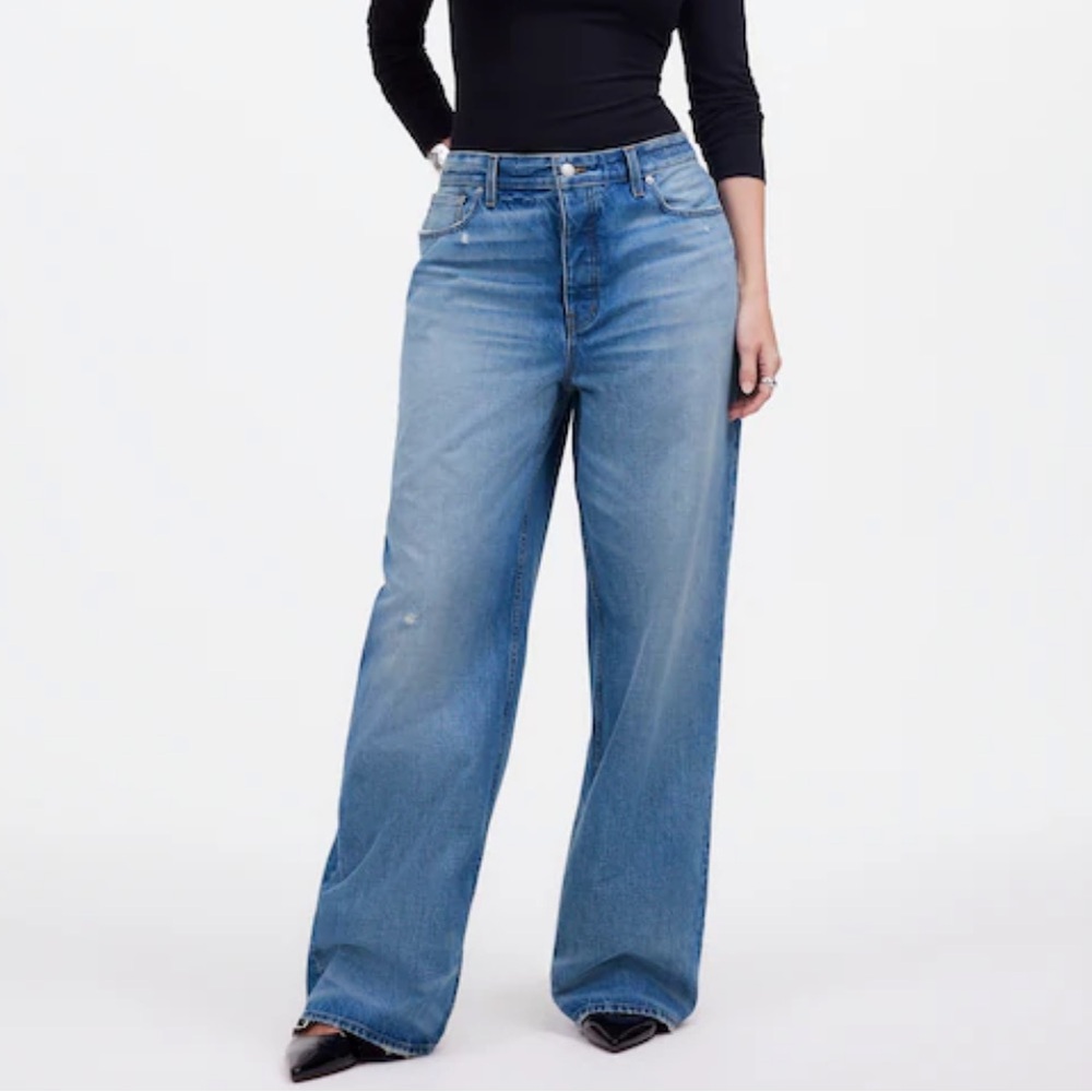 Madewell low slung baggy distressed jeans